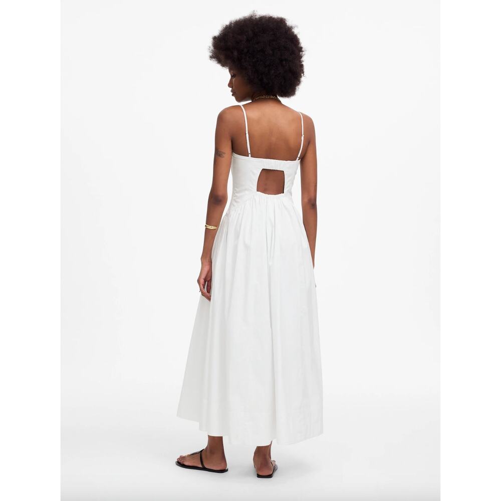 Madewell Poplin Seamed Maxi Dress A Line Minimalist Cotton White US 8 NWT - Picture 4 of 14